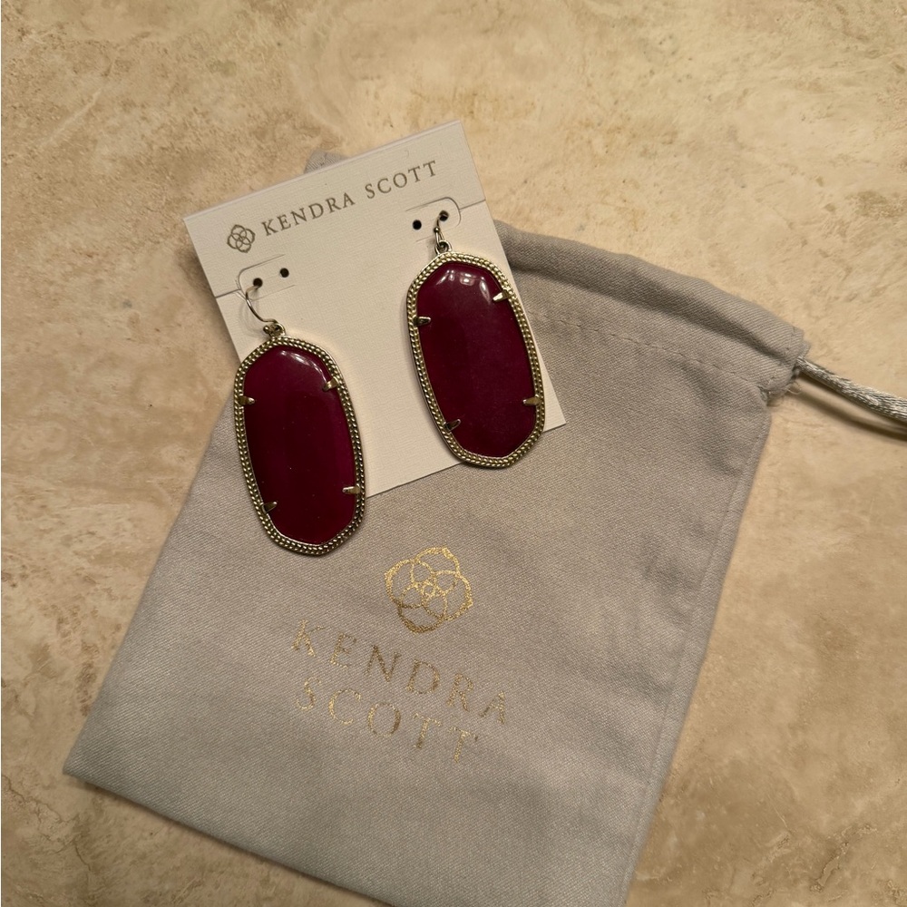 Kendra Scott Deep Red and Silver Earrings - Picture 2 of 2